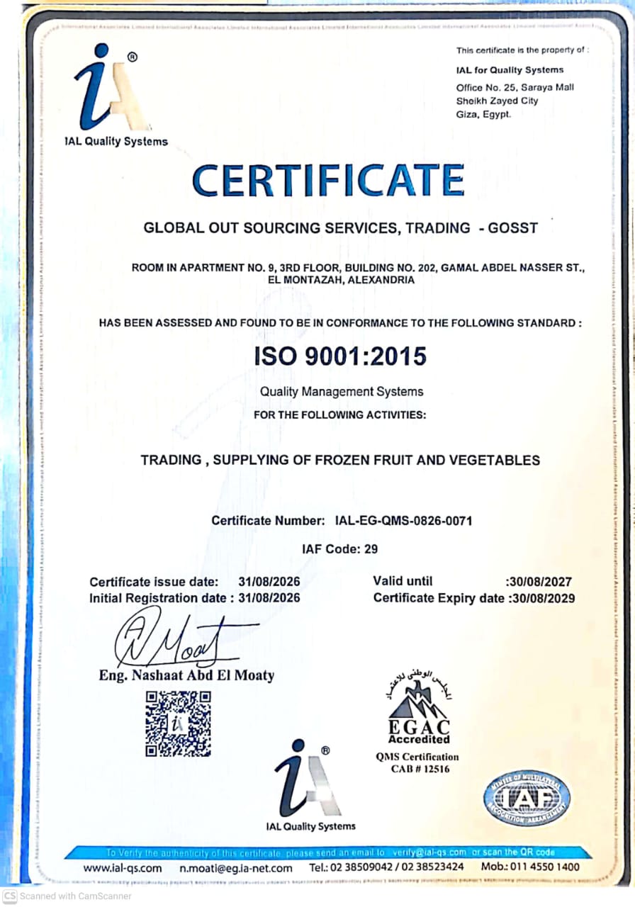 GOSST ISO 9001:2015 certificate